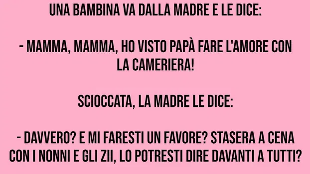 Una bimba va dalla madre e le dice: “Mamma ho visto Papà..”